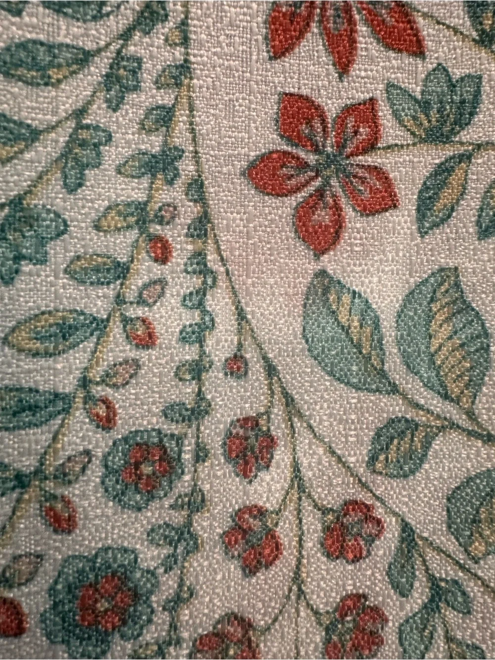 Floral Shower Curtain with Coral and Mint Leaves